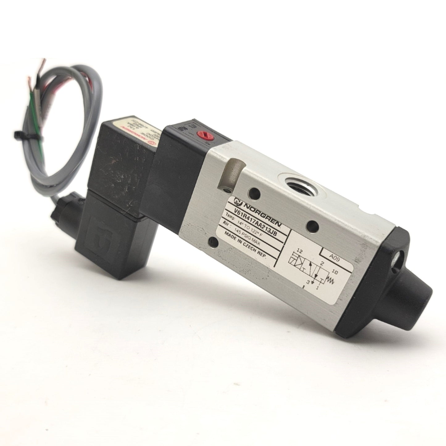 Used Norgren V61R417AA213JB Solenoid Valve, 3-Way 2-Position, 1/4" NPT, 24VDC Coil