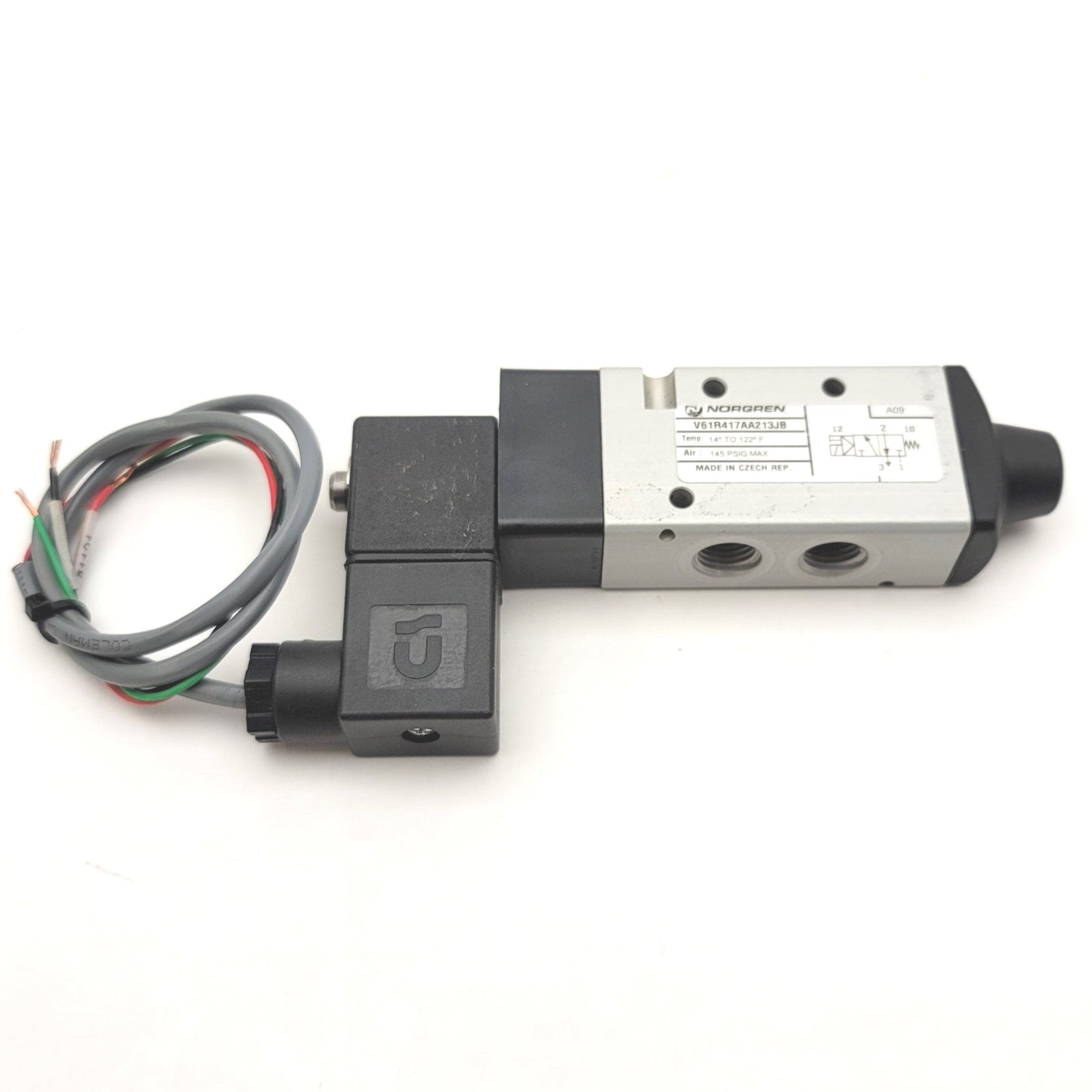 Used Norgren V61R417AA213JB Solenoid Valve, 3-Way 2-Position, 1/4" NPT, 24VDC Coil