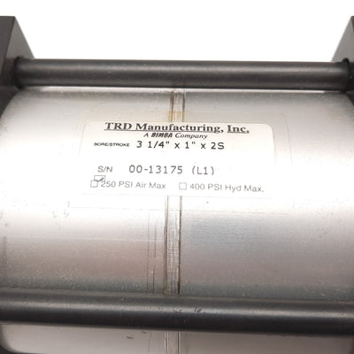 New – Open box TRD 31/4x1x2S Cylinder, Bore: 3.25", Stroke: 1", Ports: 1/2" NPT, 250psi Max