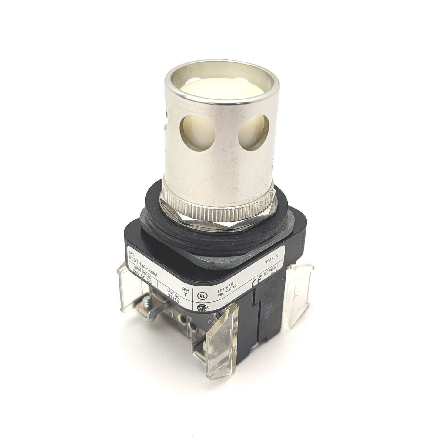 Used Allen Bradley 800T-QAH24W Illuminated White Shielded Push Button 24VDC, 600V