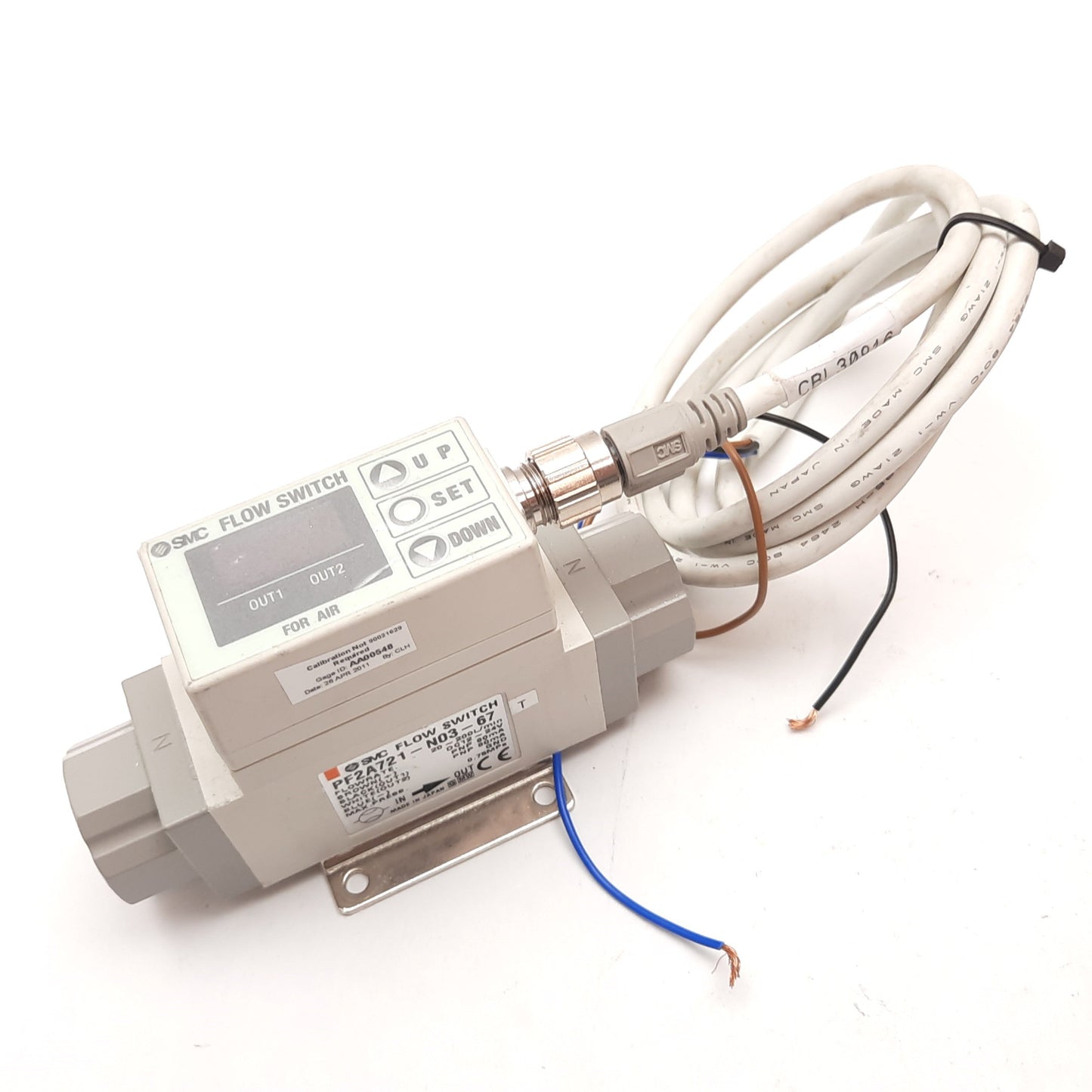 Used SMC PF2A721-N03-67 Digital Flow Switch, 12-24VDC, 20-200L/min, 0.75MPa, PNP