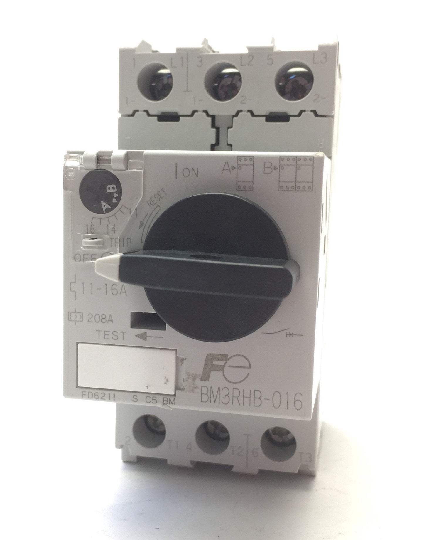 Used Fuji Electric BM3RHB-016 Manual Rotary Motor Starter, 3-NO, 10HP, 16A 600VAC