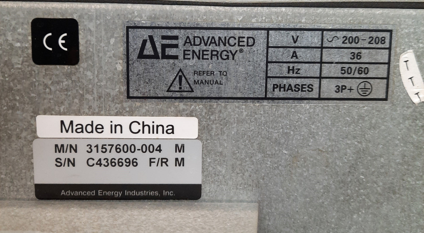 Used Advanced Energy 3157600-004 PEII Reactive Sputtering PSU 1100V 10kW 40KHz 208VAC