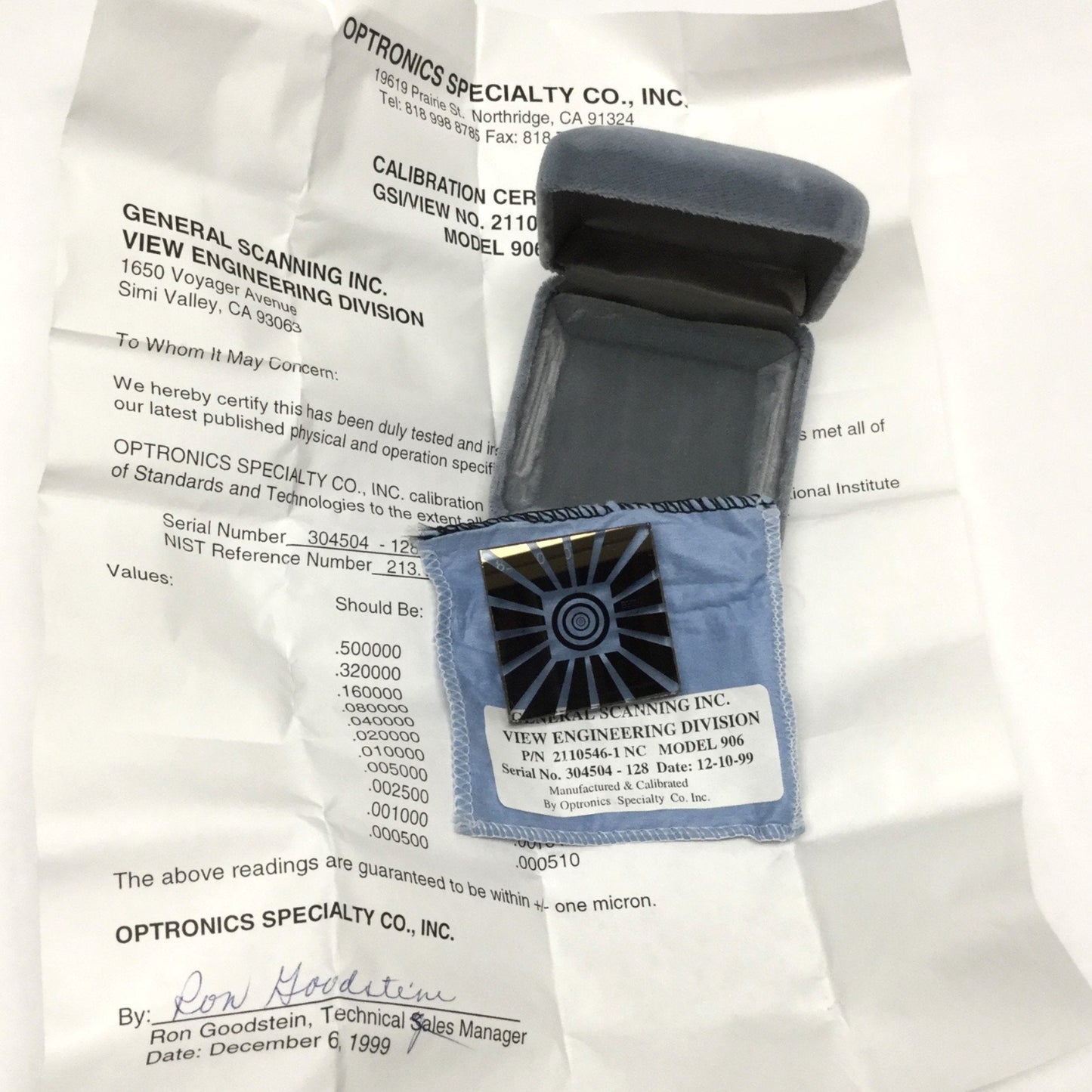 New – Open box View Engineering 2110546-1 NC Calibration Standard for Voyager Inspection CMM