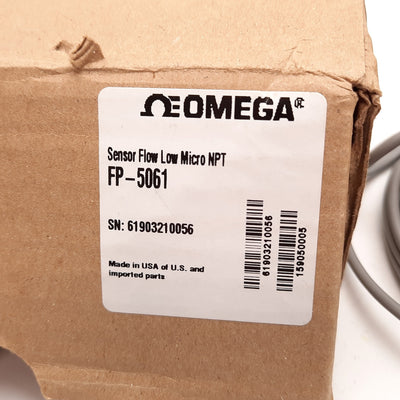 New Other Omega FP-5061 Micro-Flow Sensor, 0.11-2.6LPM (0.03-0.7GPM), 1/4" NPT, 5-24VDC