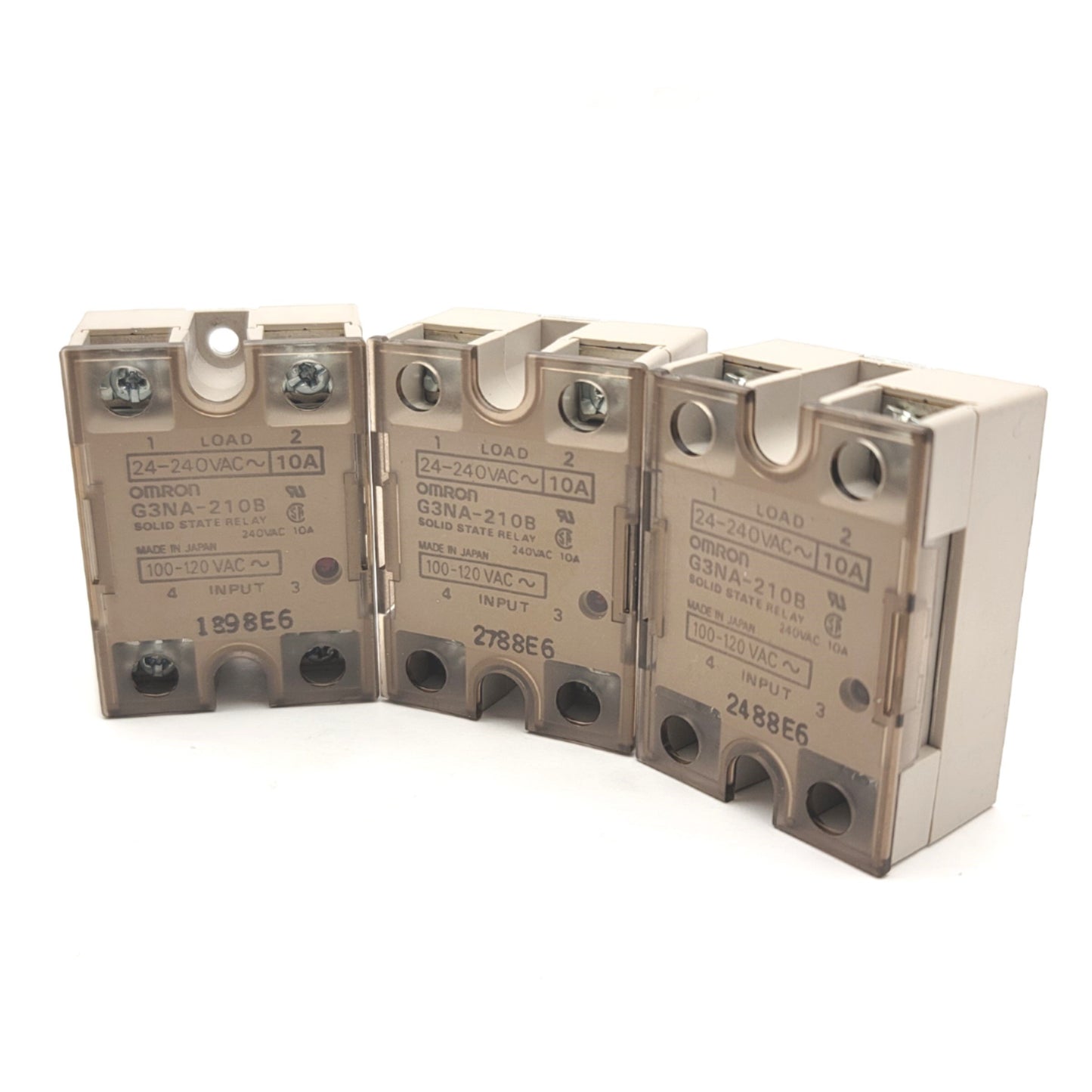 Used Lot Of 3 Omron G3NA-210B Solid State Relays Input 100-120VAC, Load 24-240VAC 10A
