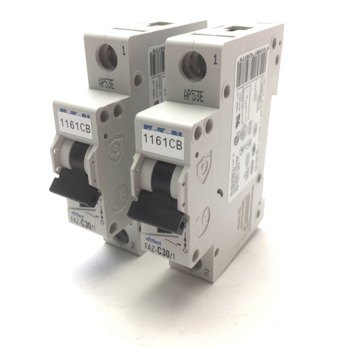 Used Lot of 2 Eaton FAZ-C30/1 Miniature Circuit Breaker 1-Pole, Trip C 277/480VAC 30A