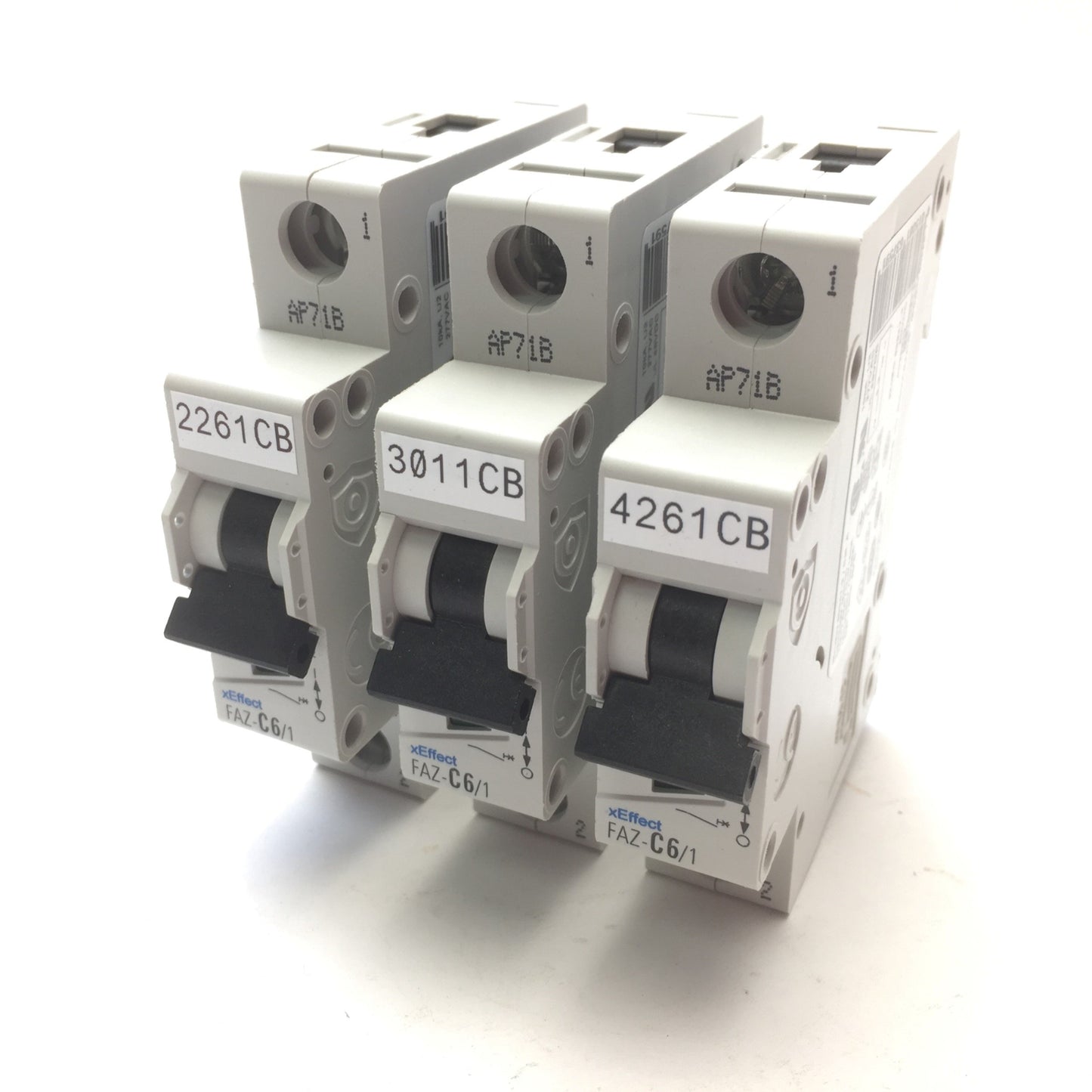 Used Lot of 3 Eaton FAZ-C6/1 Miniature Circuit Breaker 1-Pole, Trip C 277/480VAC 6A