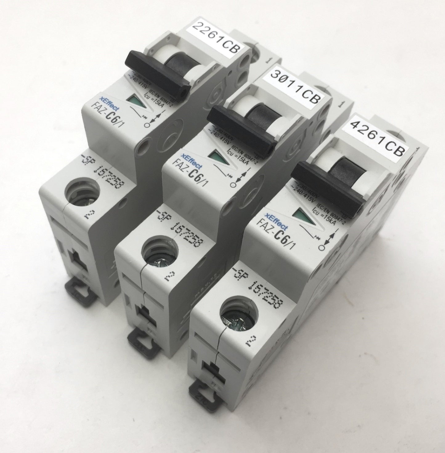 Used Lot of 3 Eaton FAZ-C6/1 Miniature Circuit Breaker 1-Pole, Trip C 277/480VAC 6A