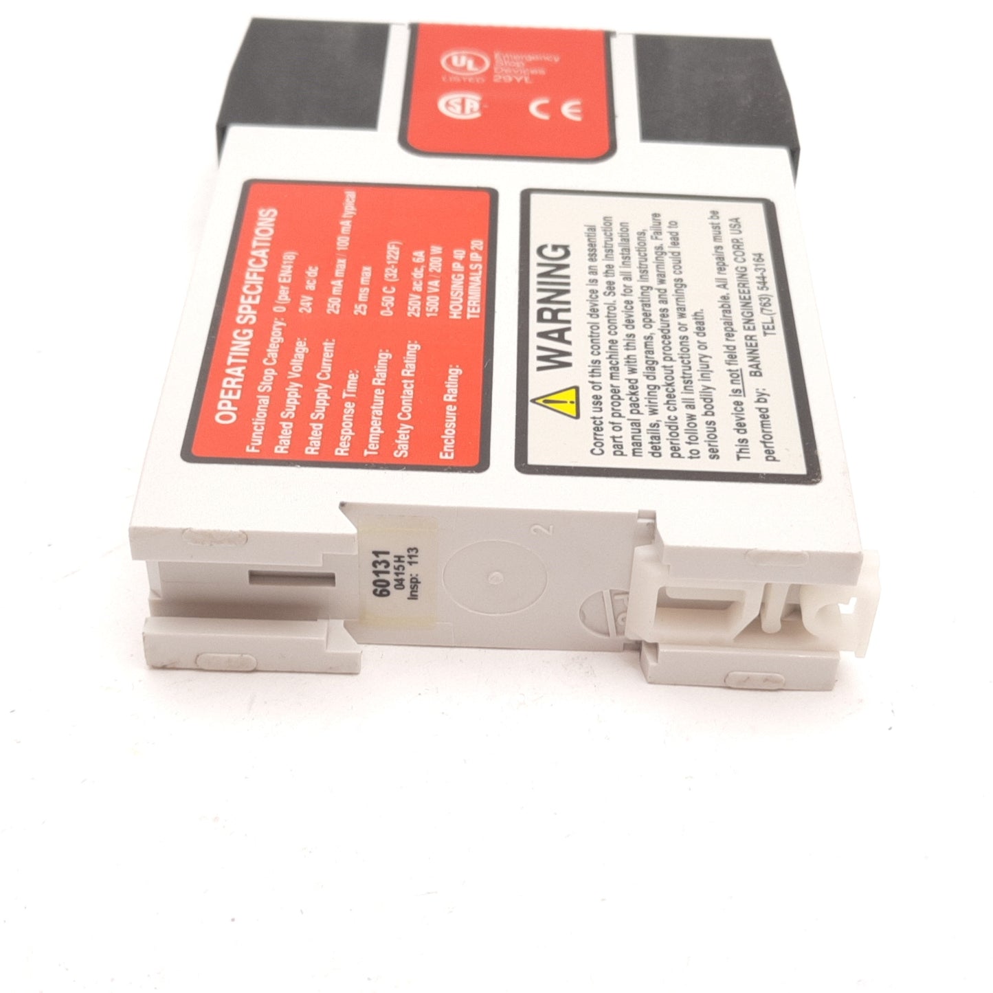 Used Banner ES-FA-9AA Emergency E-Stop Safety Relay Module 24VAC/DC, 3 N/O Contacts