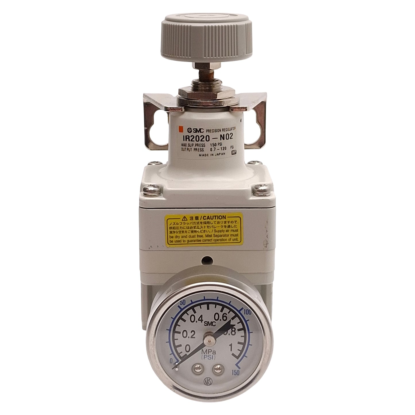 Used SMC IR2020-N02 Precision Modular Pressure Regulator, 0.7-120psi Output, 1/4" NPT