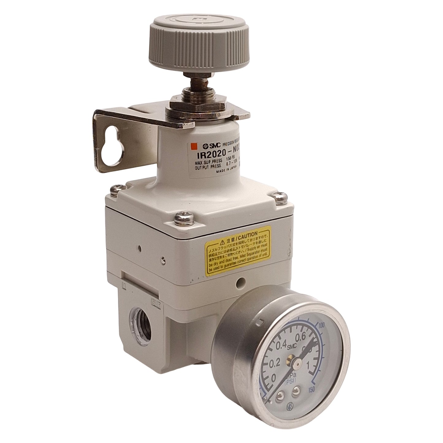 Used SMC IR2020-N02 Precision Modular Pressure Regulator, 0.7-120psi Output, 1/4" NPT