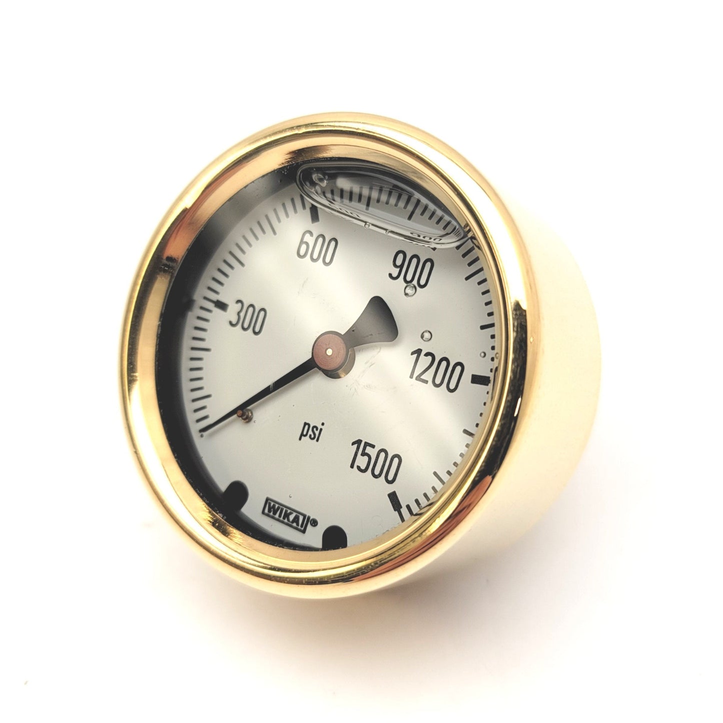 New – Open box WIKA 9318259 Brass Liquid Filled Pressure Gauge Back Mount, 1/4"NPT, 0-1500psi
