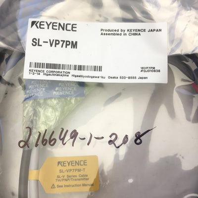 New Keyence SL-VP7PM Main Unit Connection Cable, Plug to 12-Flying Leads, PNP, 7 m