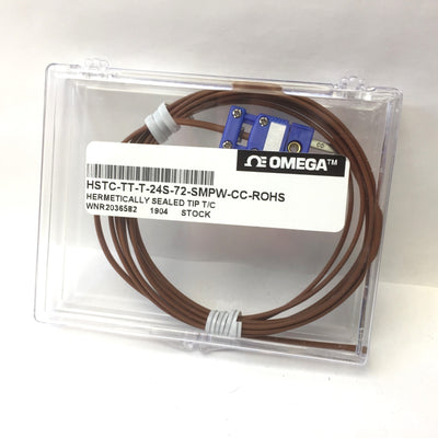 New Omega HSTC-TT-T-24S-72-SMPW Hermetically Sealed Thermocouple, Type T, 250C, 80"