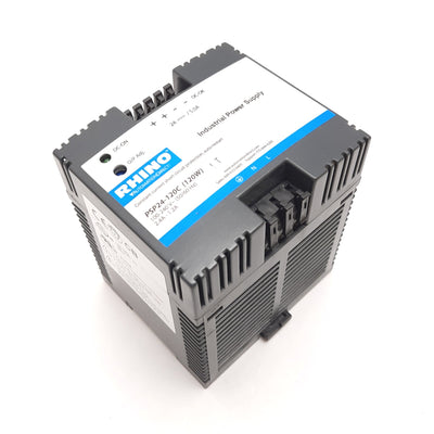 Used Rhino PSP24-120C Power Supply, Input: 100-240VAC 2.4-1.2A, Output: 24VDC 5A