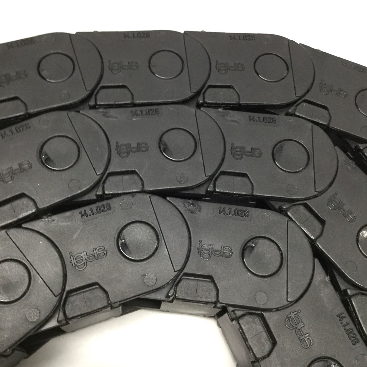 Used Igus 14.1.028 Mini Energy E-Chain Cable Carrier 26mm (W) x 25mm (H) x 48"(L)
