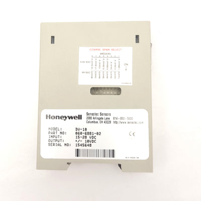 Used HONEYWELL 060-6881-02 DV-10 TRANSDUCER AMP. INPUT 15-28 VDC, OUTPUT +/- 10VDC