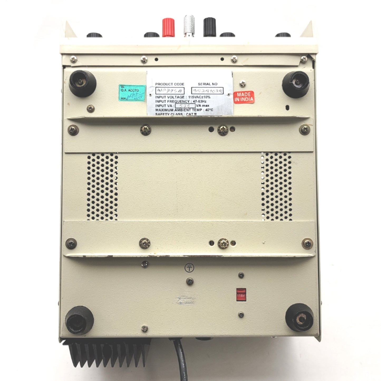 Used Vector VID WP-775B Regulated DC Power Supply Input: 115VAC, Output: 0-30VDC 0-5A