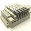 Used SMC Manifold w/ 5x SV2400-5FU Pneumatic Solenoid Valves, Coil Voltage: 24VDC