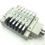 Used SMC Manifold w/ 6x SV2400-5FU Pneumatic Solenoid Valves, Coil Voltage: 24VDC