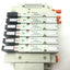 Used SMC Manifold w/ 6x SV2400-5FU Pneumatic Solenoid Valves, Coil Voltage: 24VDC