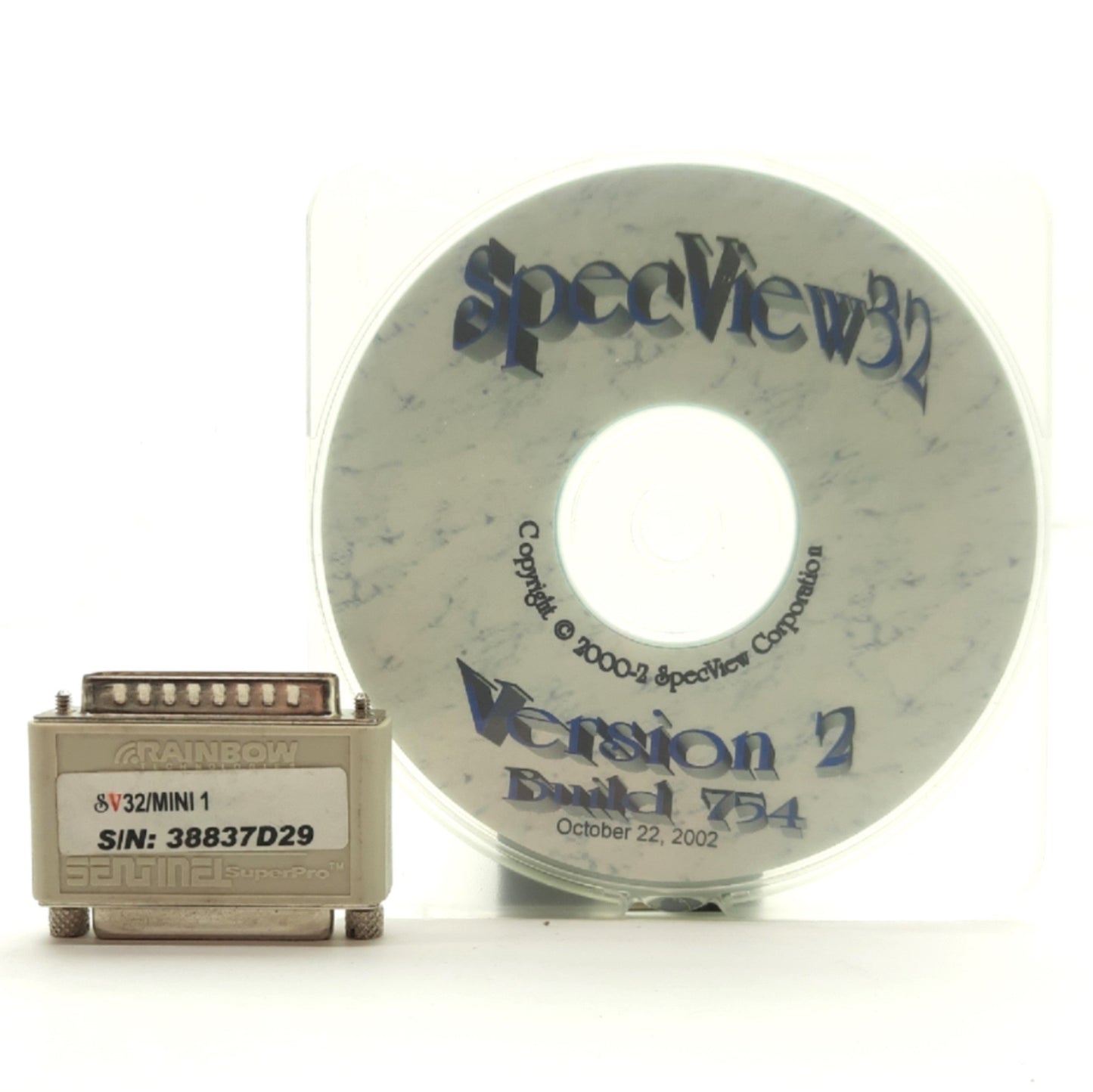Used SpecView SV32/MINI 1 Ver. 2 754 Data Logging & Control Software w/Parallel HASP