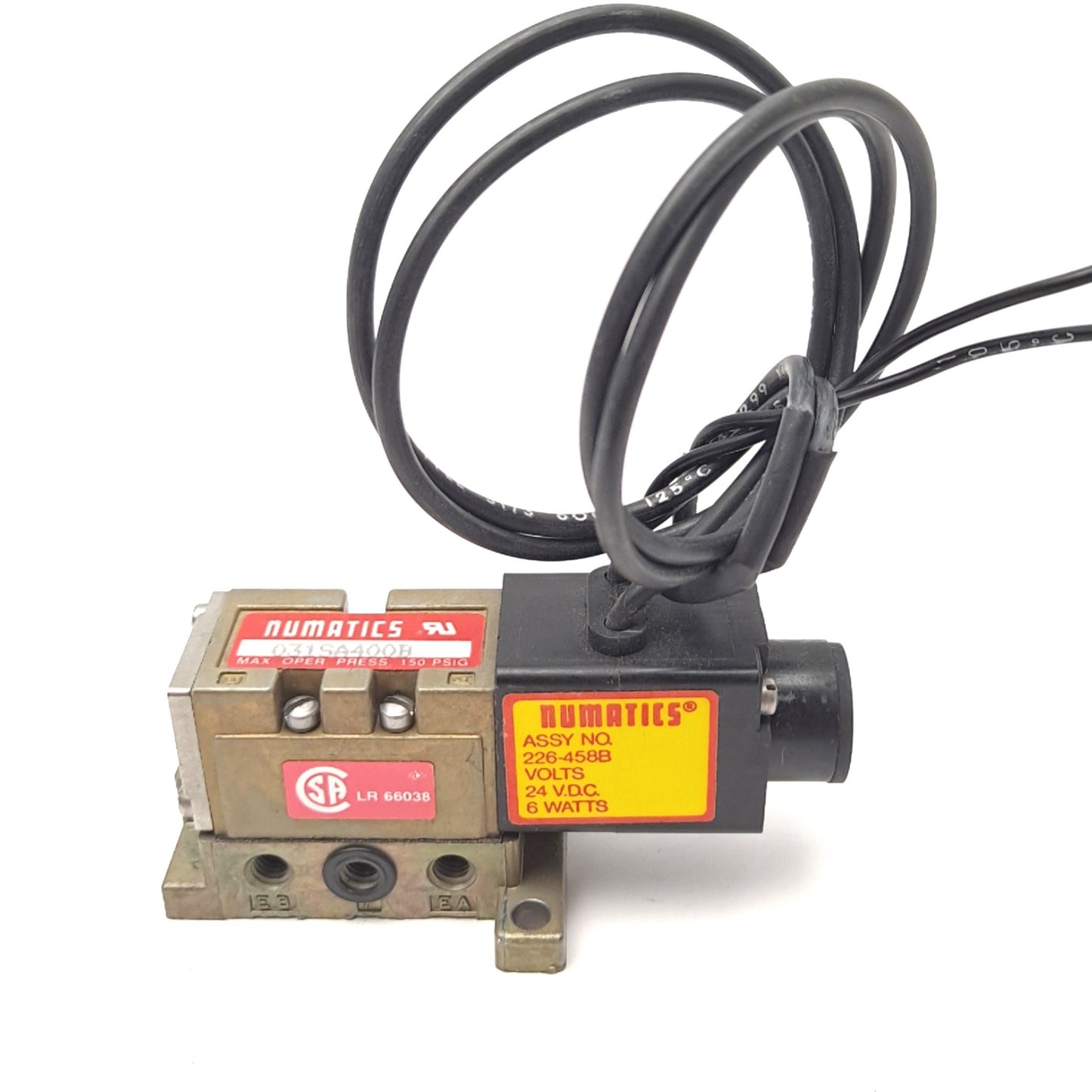 Used Numatics 031SA400B Pneumatic Solenoid Valve 150 PSI 24 VDC 6 W 10-32