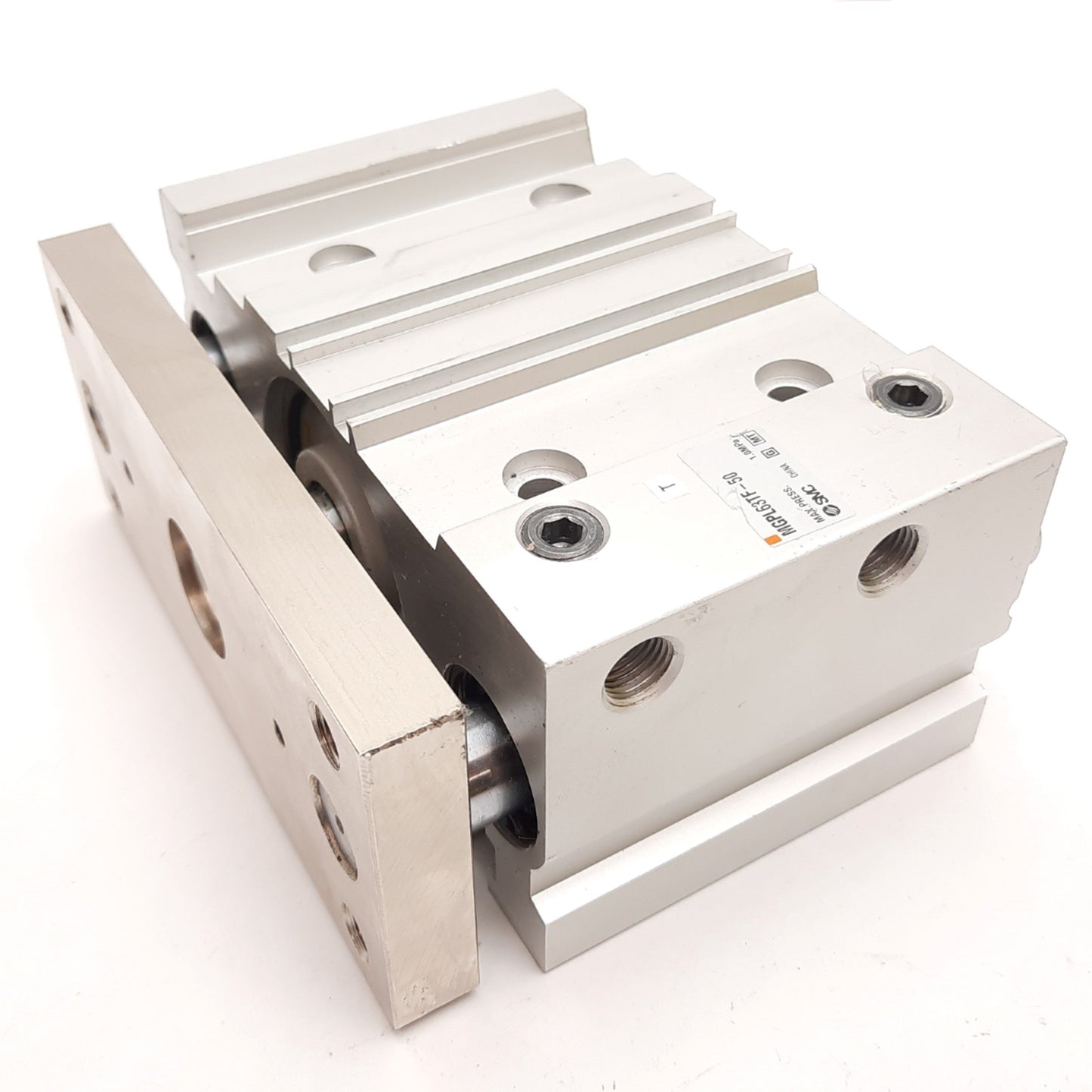 Used SMC MGPL63TF-50 Guided Cylinder, Bore: 63mm, Stroke: 50mm, Ports: G1/4, 1.0MPa