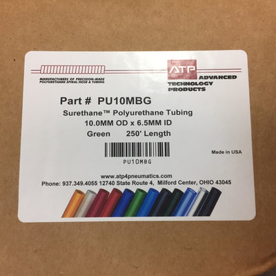 New – Open box ATP PU10MBG Surethane Polyurethane Pneumatic Tubing 10mm OD 6.5mm ID, Green 150'