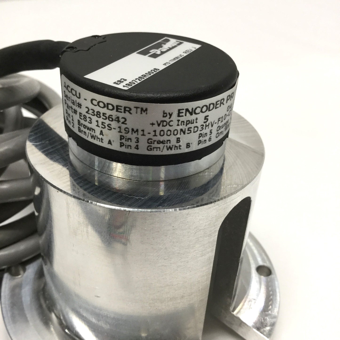 Used Accu-Coder/Parker E83 15S-19M1-1000N5D3HV-F10-CE-S251 Incremental Encoder, 1/4", 5VDC