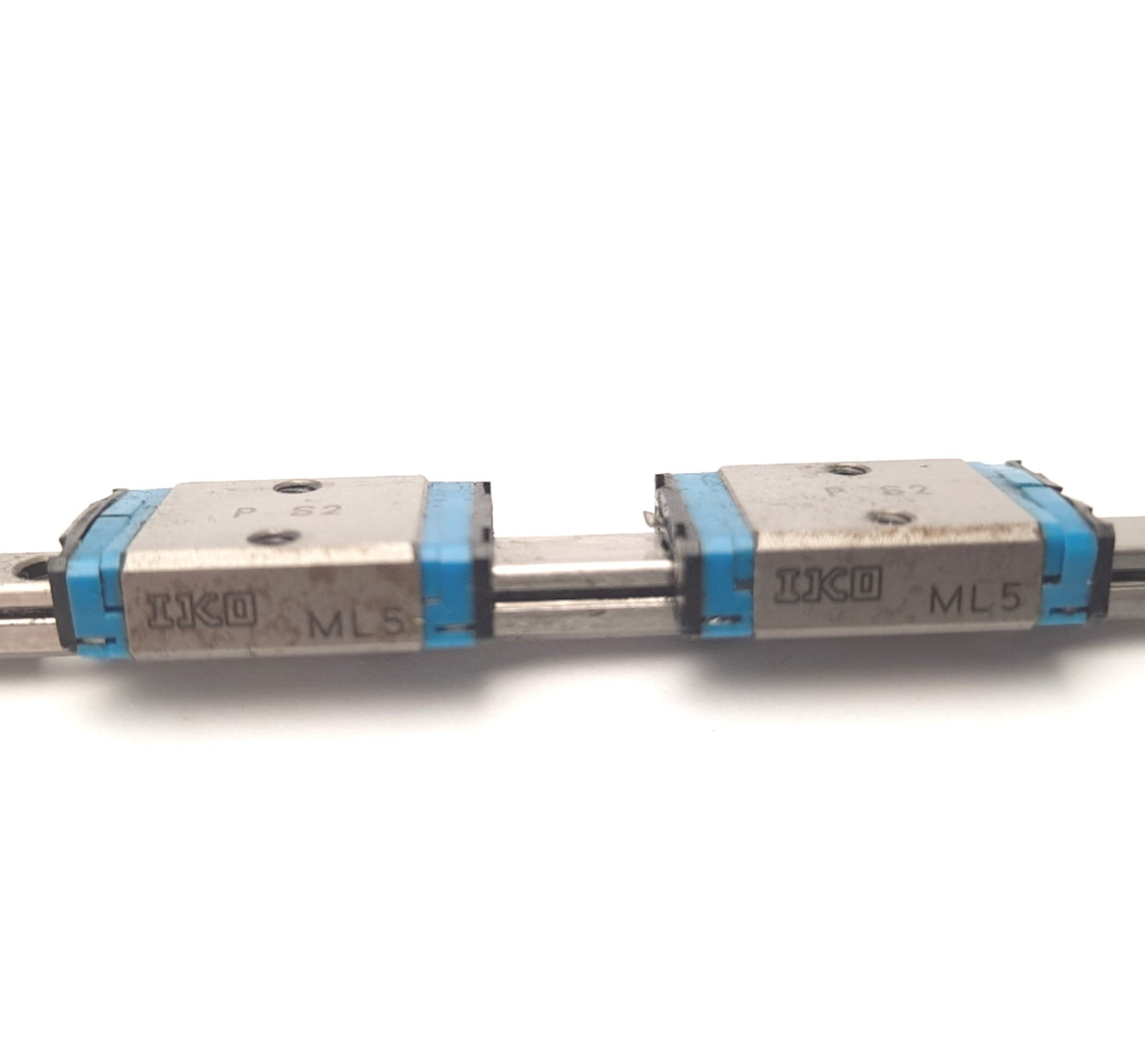 Used IKO ML5 Linear Ball Bearing Carriages (x2) With 80mm Guide Rail