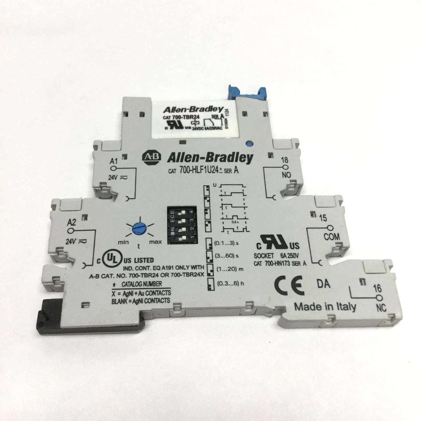 Used Allen Bradley 700-HLF1U24 Control Timer/Relay Terminal Block, 0.1s to 6h, 24V