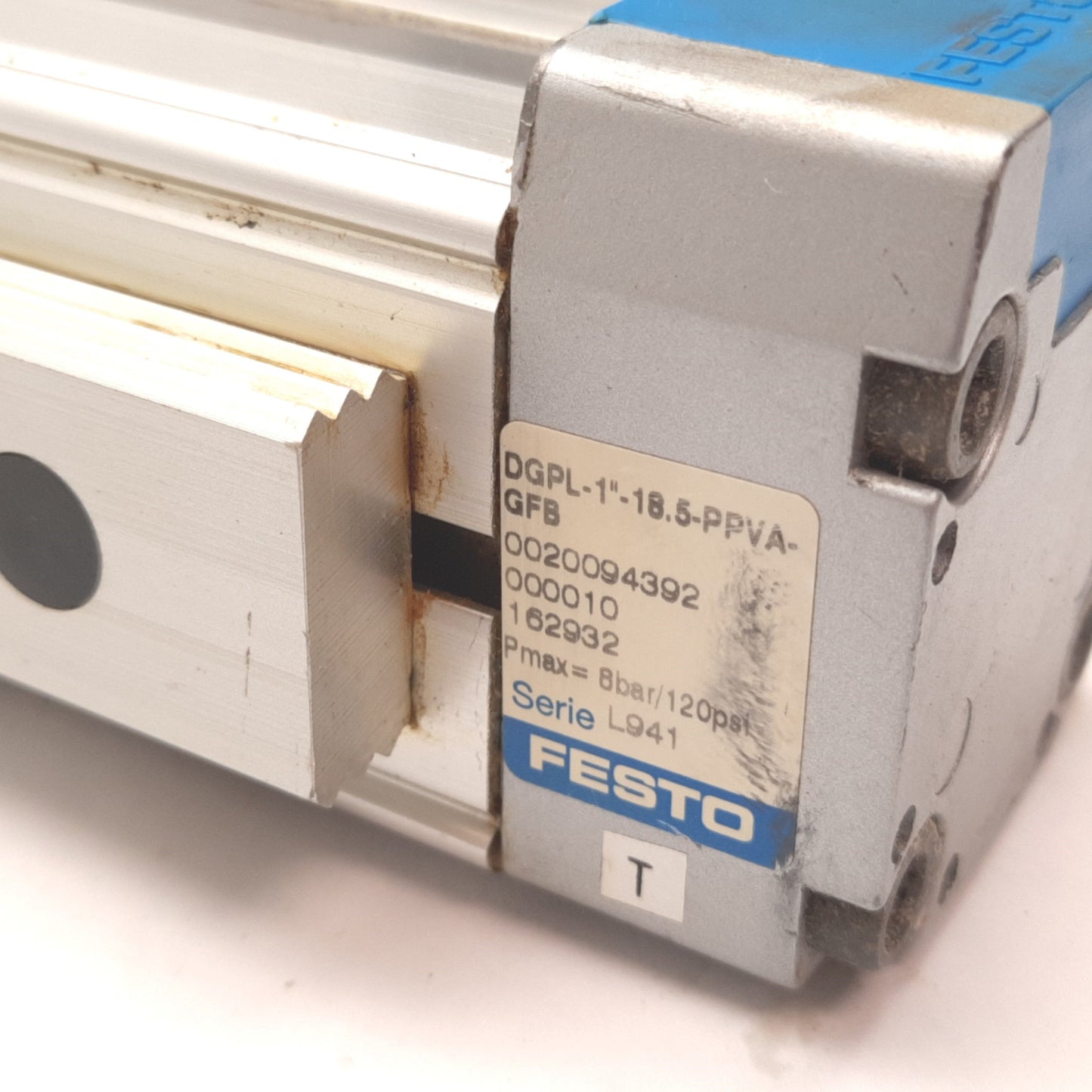 Used Festo DGPL-1"-18.5"-PPVA-GFB Rodless Cylinder, Bore: 1", Stroke: 18.5", 1/8" NPT