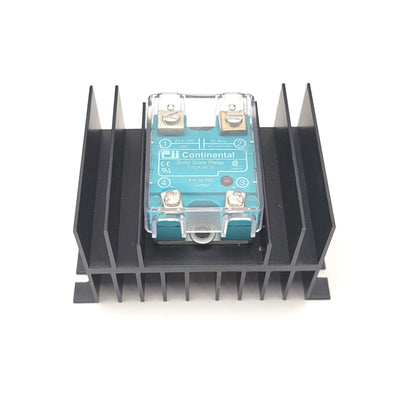 Used Continental SVDA/3V25 Solid State Relay W/Heatsink 24-330VAC 25A 4-32VDC Control
