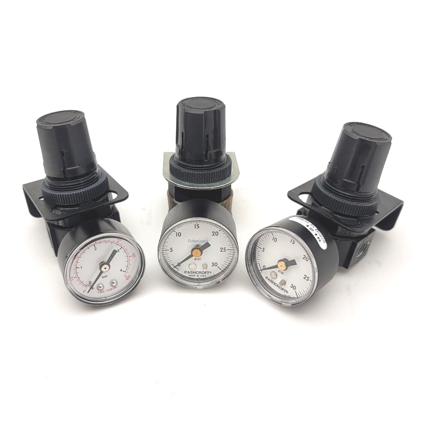 Used Lot Of Assorted Watts Fluidair Pressure Regulators R364-02B, R384-01A, R384-01B