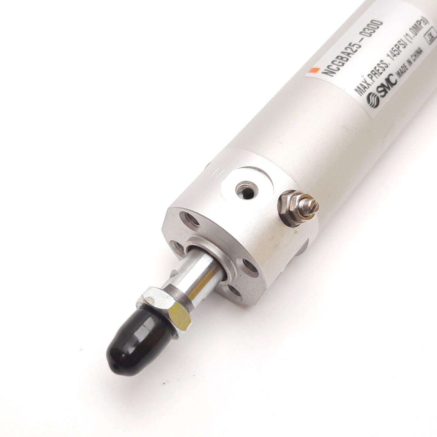 Used SMC NCGBA25-0300 Pneumatic Cylinder, Bore: 1", Stroke: 3", Ports: 10-32