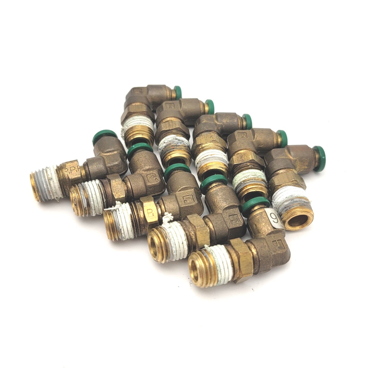 Used Lot Of 10 Parker W169PLP-4-4 Prestolok Fittings 90° Elbow 1/4" Tube To 1/4"NPT
