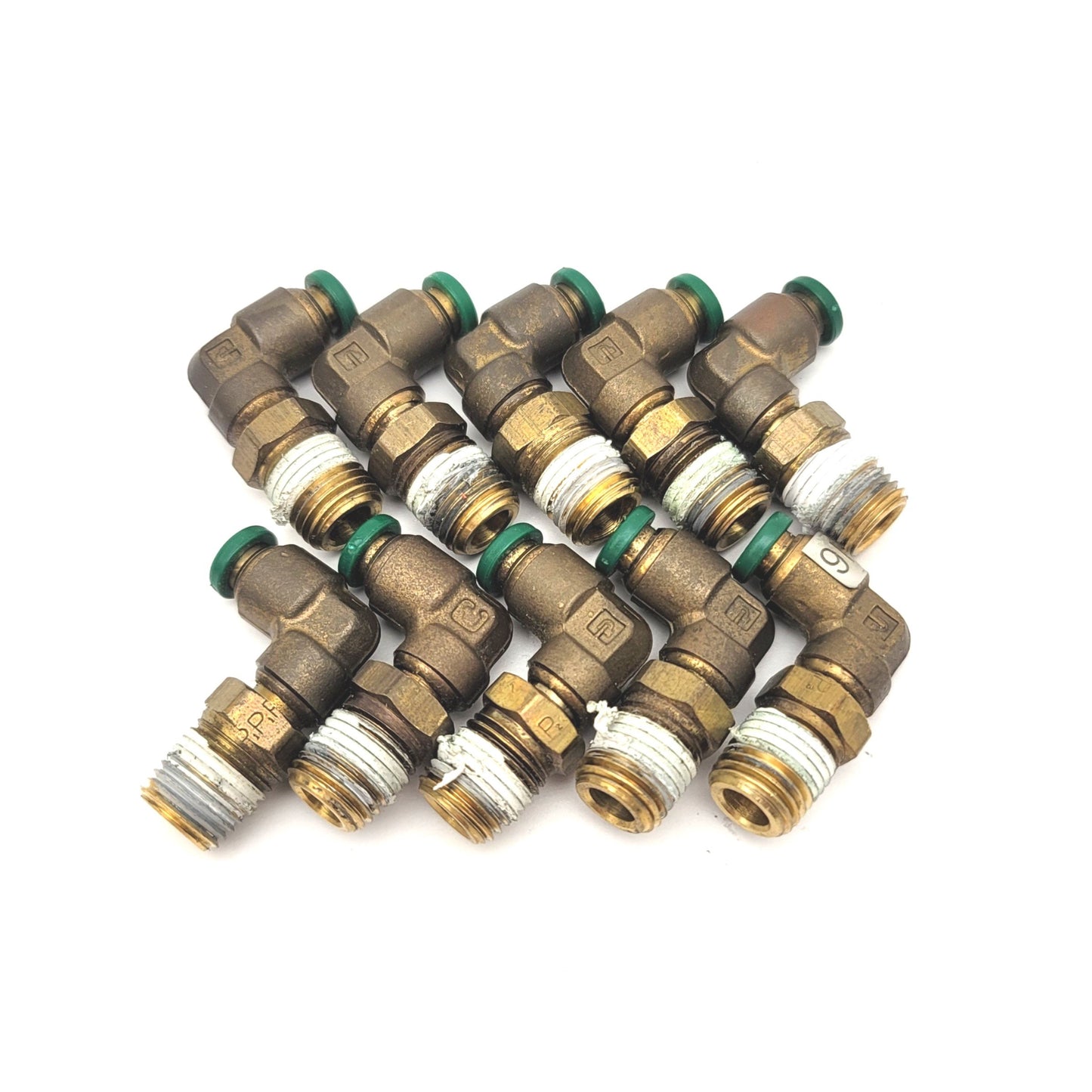 Used Lot Of 10 Parker W169PLP-4-4 Prestolok Fittings 90° Elbow 1/4" Tube To 1/4"NPT
