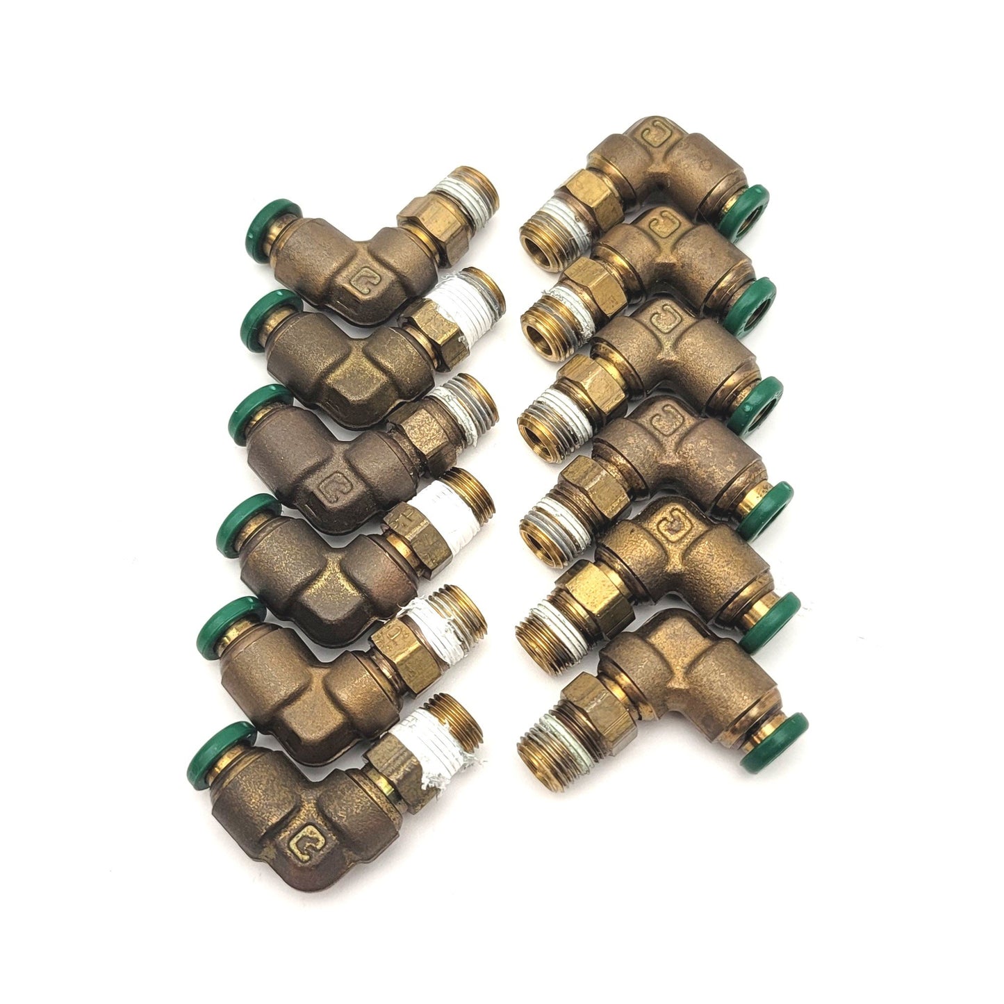 Used Lot Of 12 Parker W169PLP-4-2 Prestolok Fittings 90° Elbow 1/4" Tube To 1/8"NPT