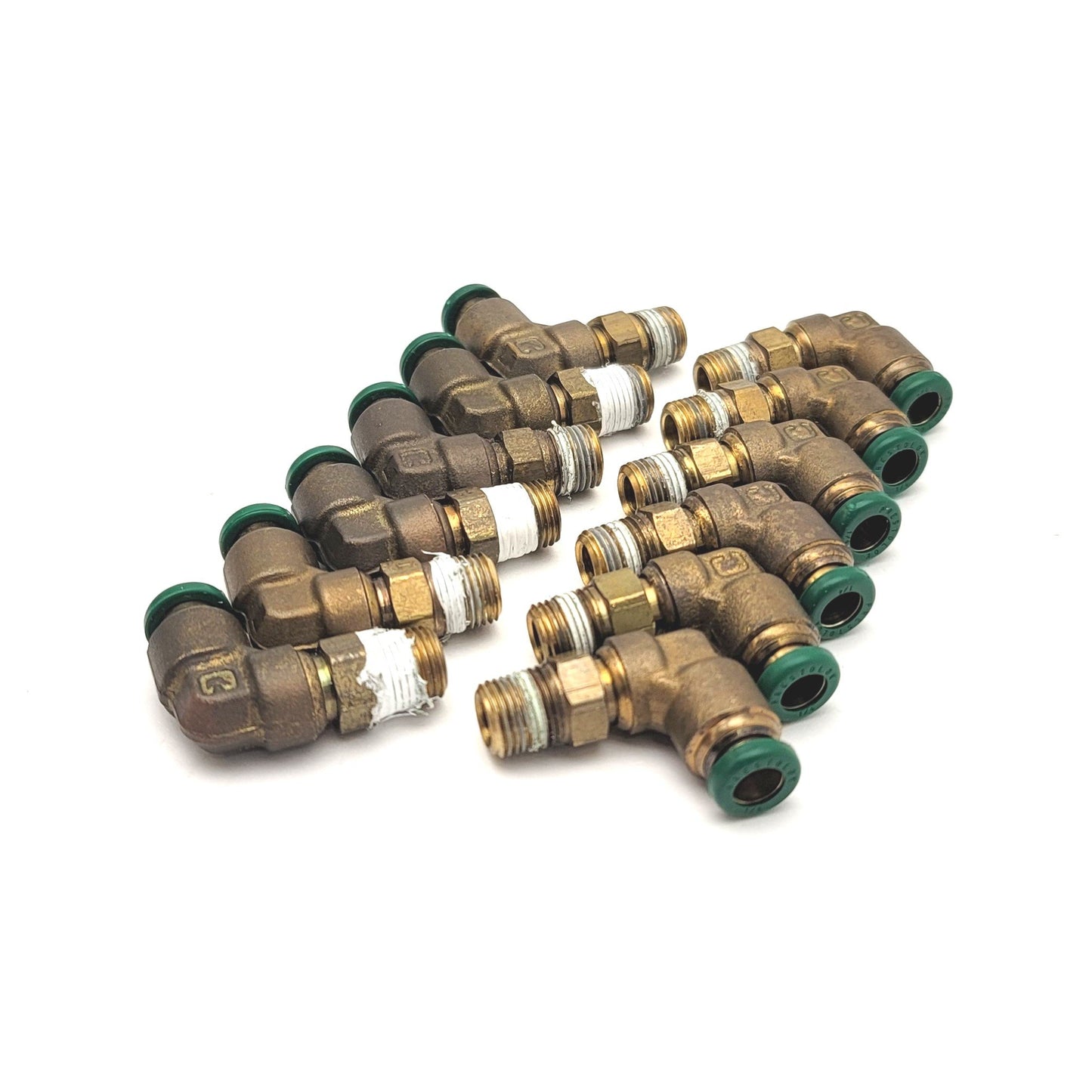 Used Lot Of 12 Parker W169PLP-4-2 Prestolok Fittings 90° Elbow 1/4" Tube To 1/8"NPT