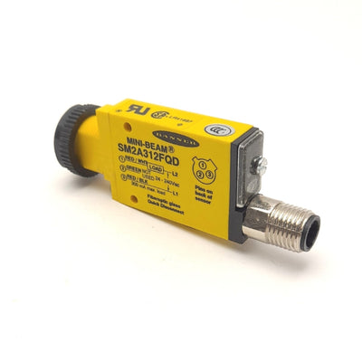 Used Banner SM2A312FQD Mini Beam Fiber Optic Sensor 24-240 VAC 3 Pin Male Connector