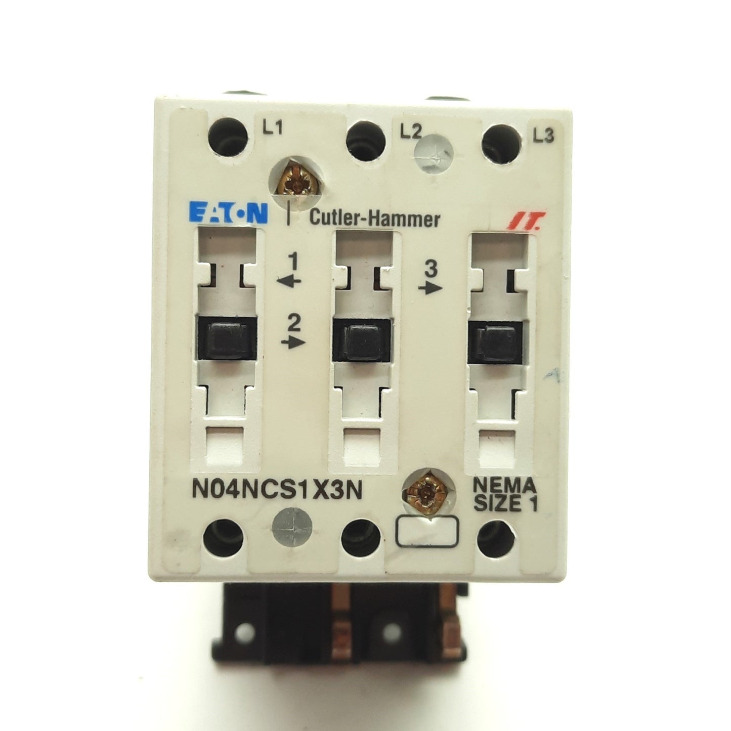 Used Eaton Cutler Hammer N04NCS1X3N Contactor, 3-Pole 600VAC 27A *No Coil Controller*