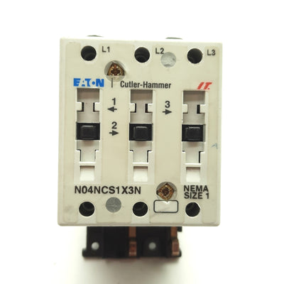Used Eaton Cutler Hammer N04NCS1X3N Contactor, 3-Pole 600VAC 27A *No Coil Controller*