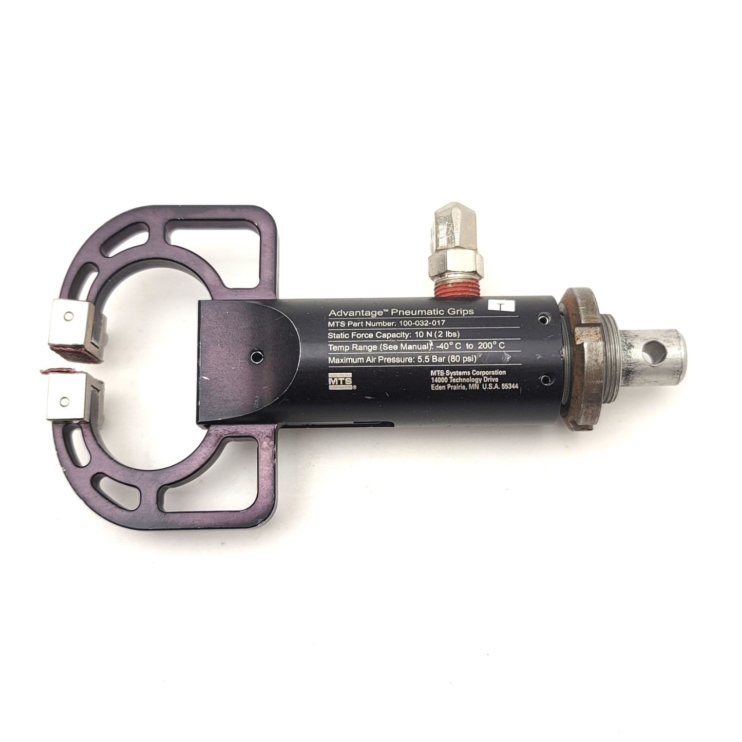 Used Pair Of MTS 100-032-017 Advantage Pneumatic Grips For Low-Force Tensile Testing
