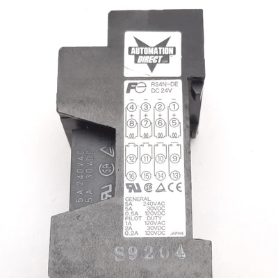 Used Automation Direct RS4N-DE Card Relay, 4PST N/O, Coil: 24VDC, 240VAC 30VDC 5A