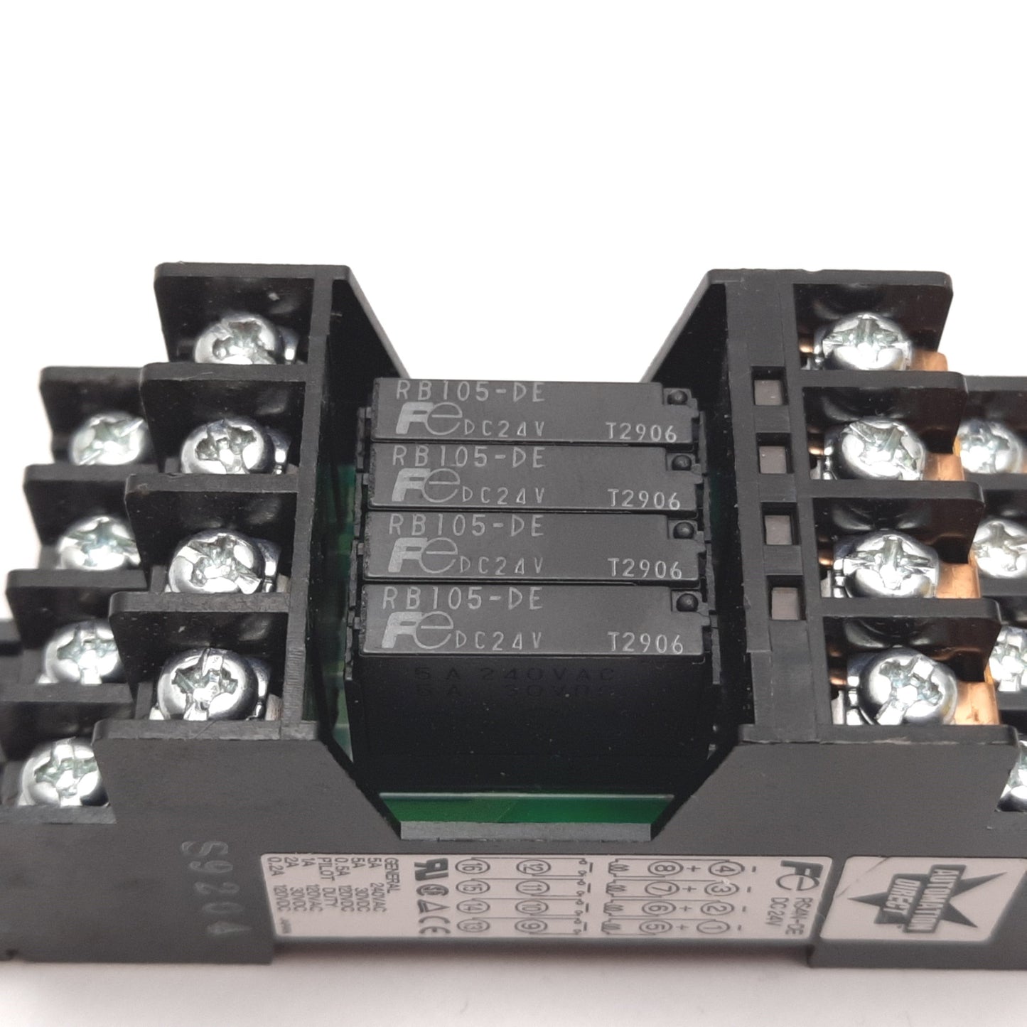 Used Automation Direct RS4N-DE Card Relay, 4PST N/O, Coil: 24VDC, 240VAC 30VDC 5A