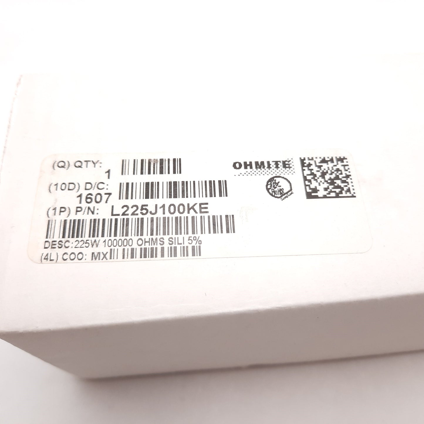 New – Open box Ohmite L225J100KE Power Resistor, Watts: 225W, 100k Ohms, Tolerance: 5%