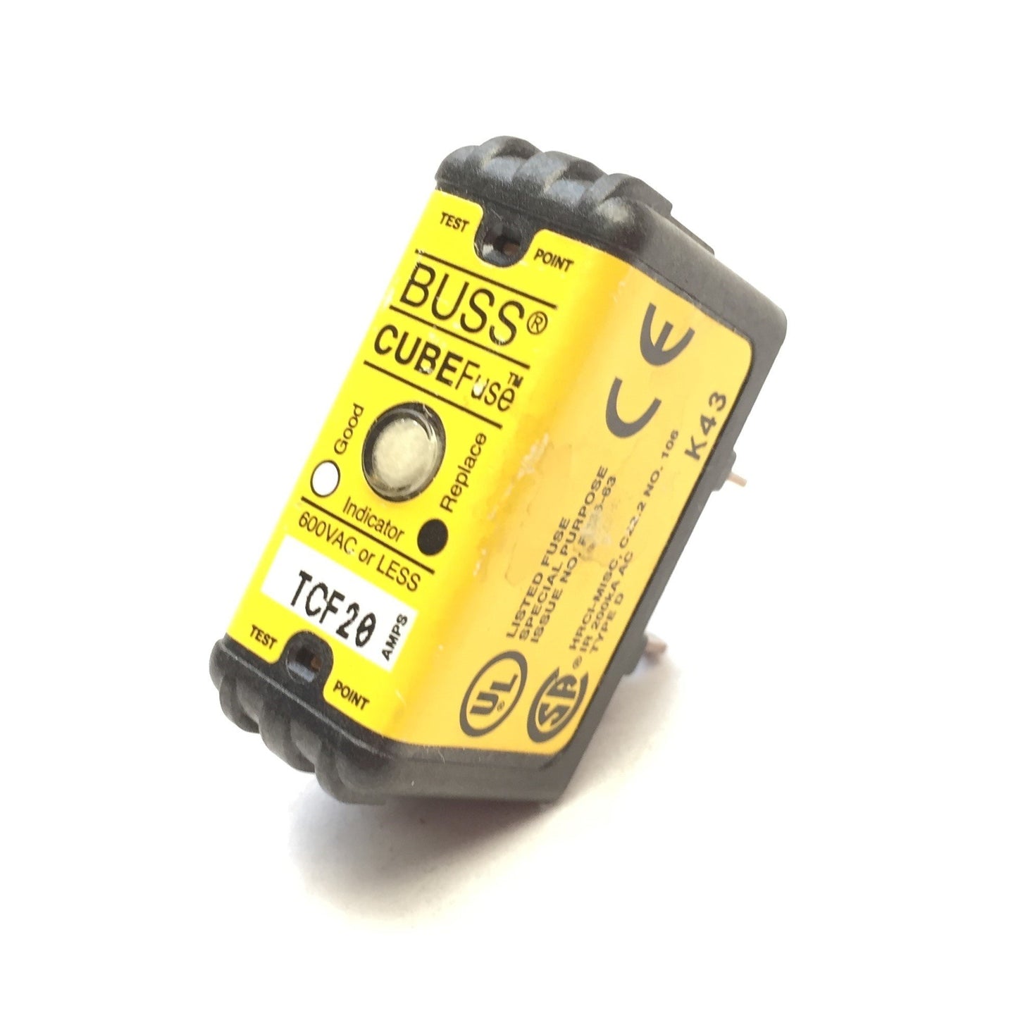 Used BUSSMANN TCF20 CUBE Fuse Dual Element Time-Delay Current Limiting Fuse 20A 600V