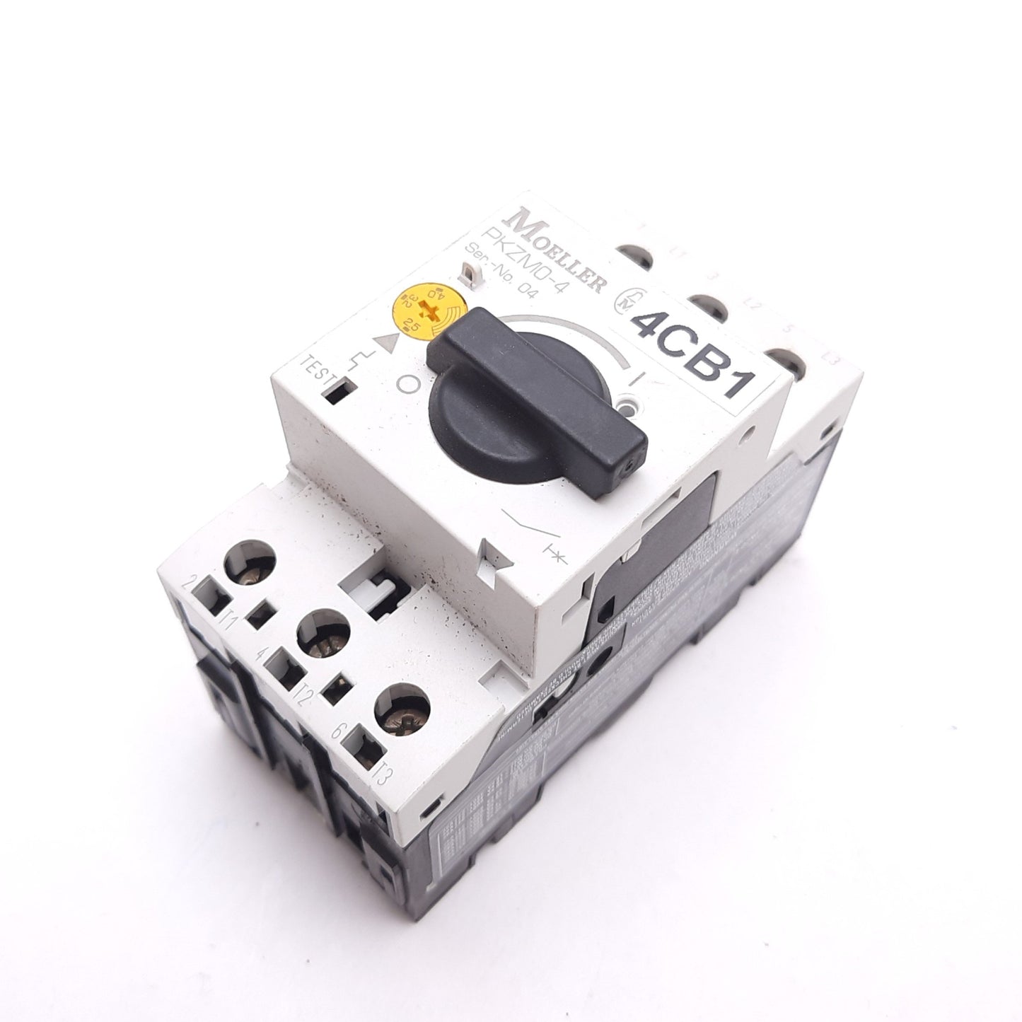 Used Moeller PKZM0-4 Circuit Breaker Motor Protector, 3-Pole, 2.5-4A, 600VAC